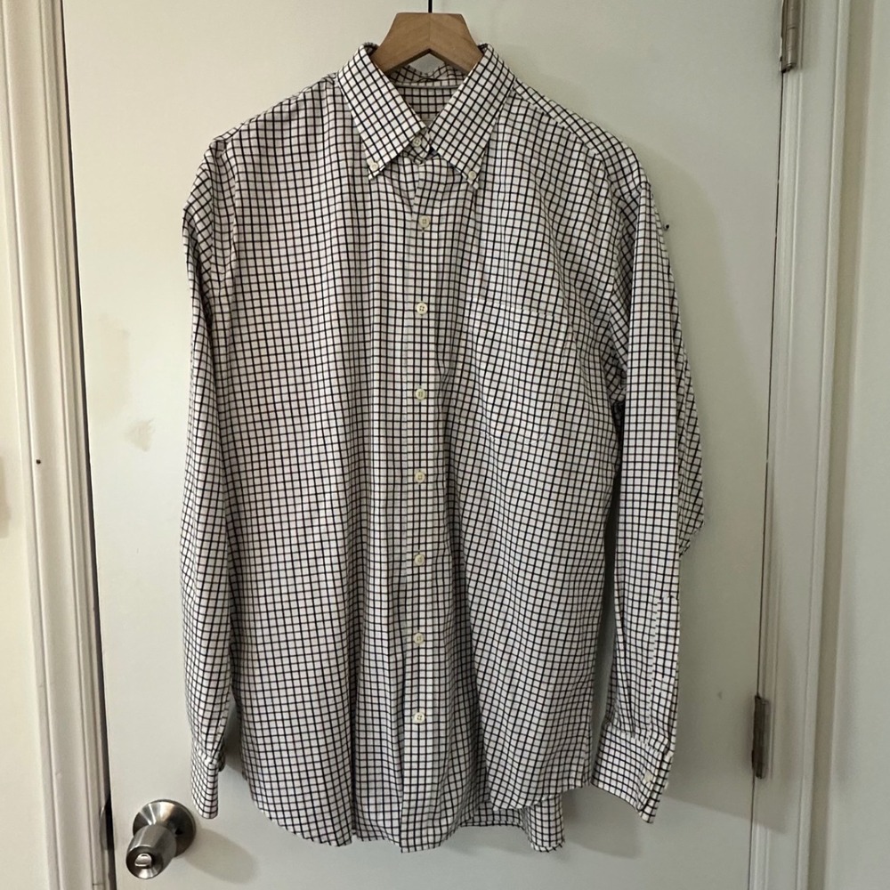 PETER MILLAR | Men's Nanoluxe Easycare Plaid Button Down Shirt, Black/Brown, L